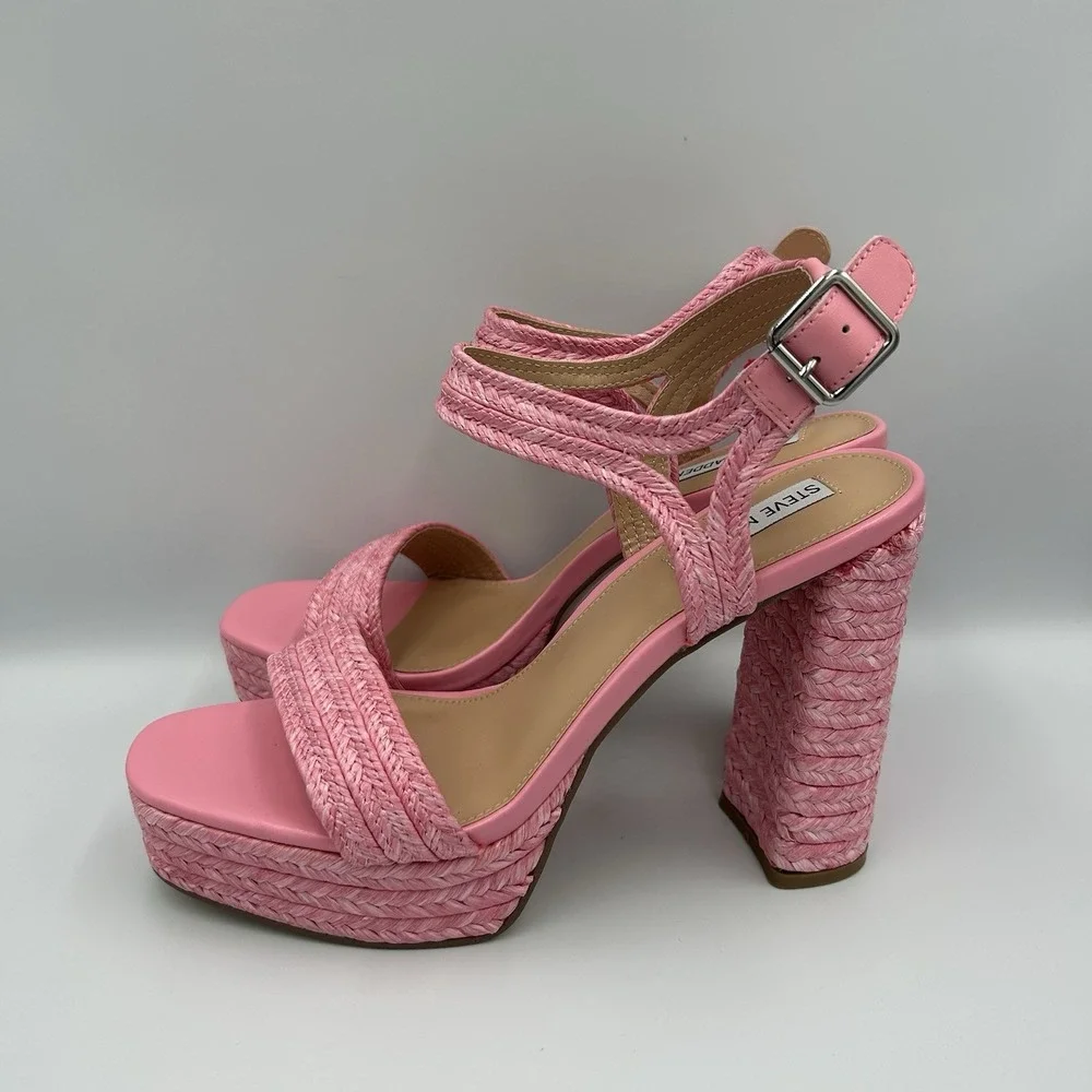 Steve Madden Lombardo Jute Platform Heels Pink Women's Size 11‎ M
